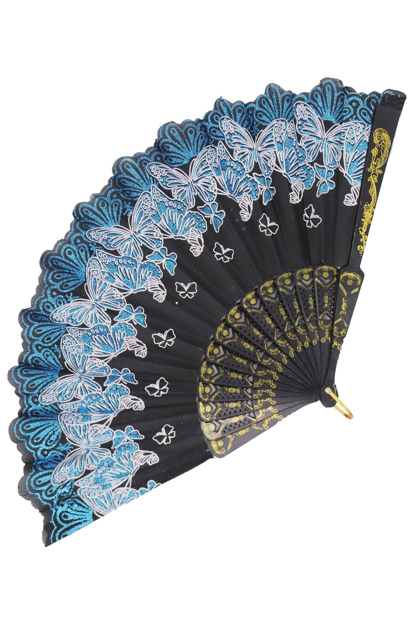 Butterfly Floral Glitter Handheld Folding Fan