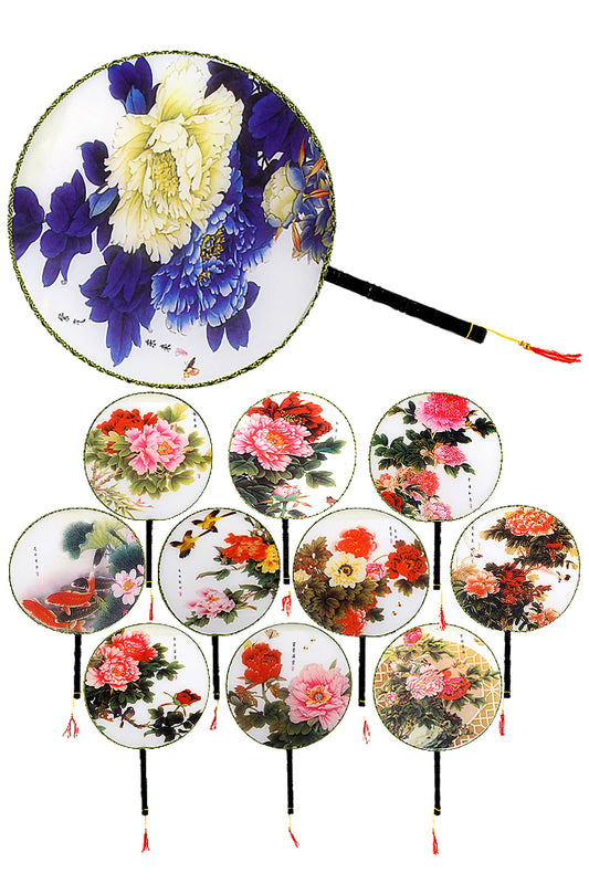 Peony Floral Traditional Ancient Paddle Fan
