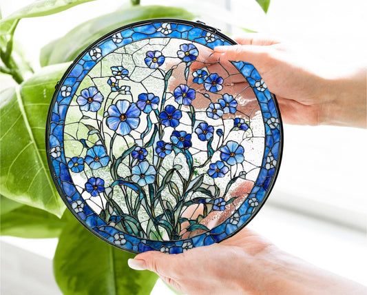 Forget Me Not Stained Glass Suncatcher