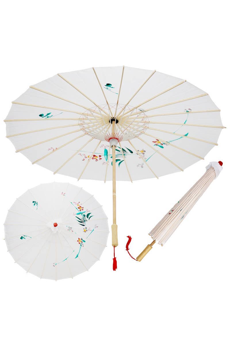 White Floral Sunshade Oilpaper Umbrella