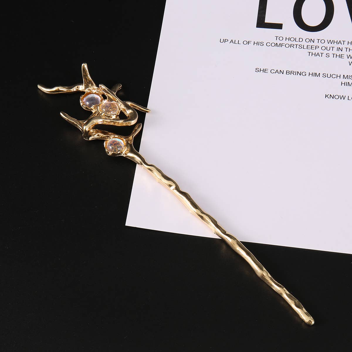 Unique Iridescent Crystal Branch Hair Stick