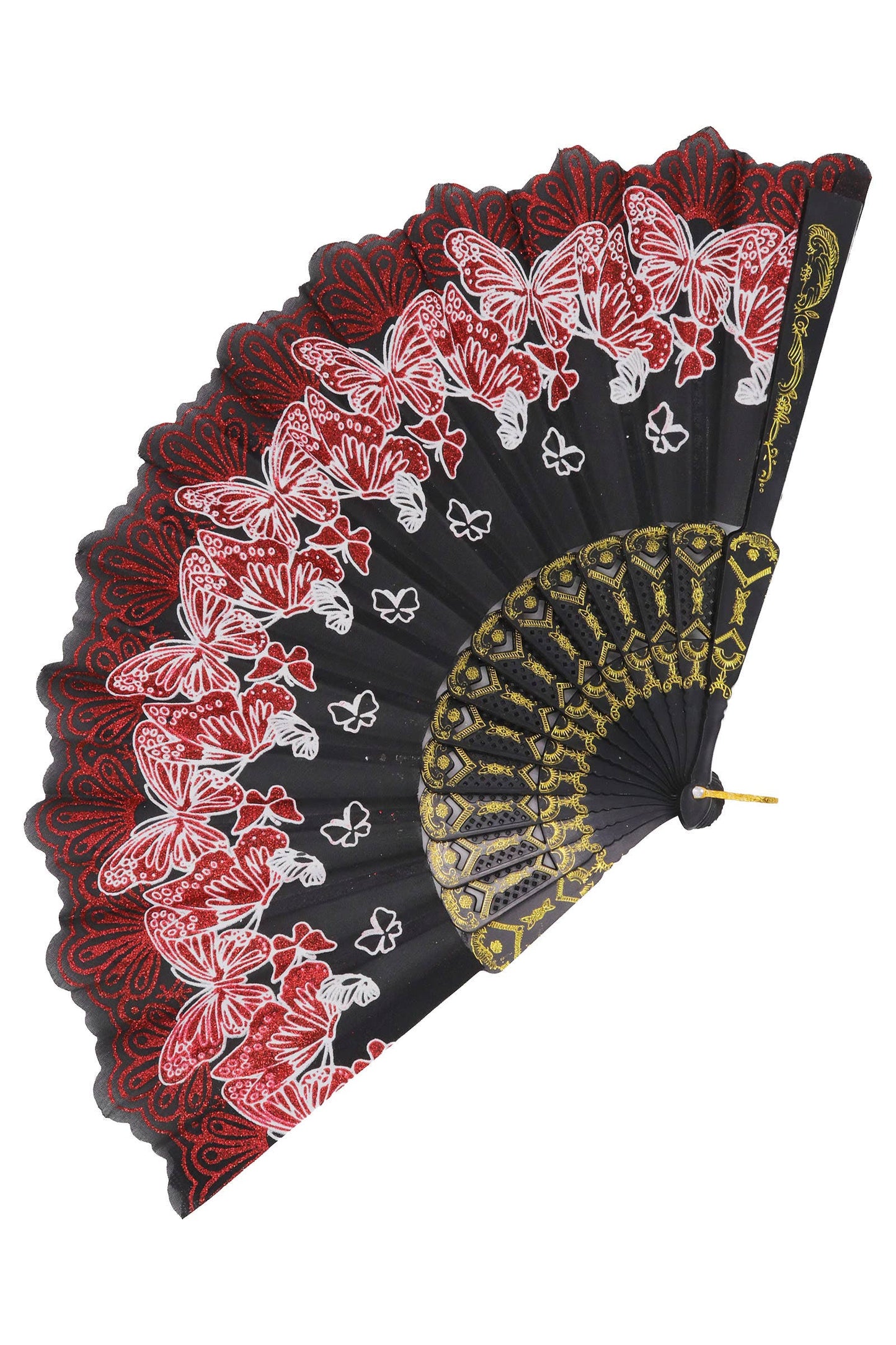 Butterfly Floral Glitter Handheld Folding Fan