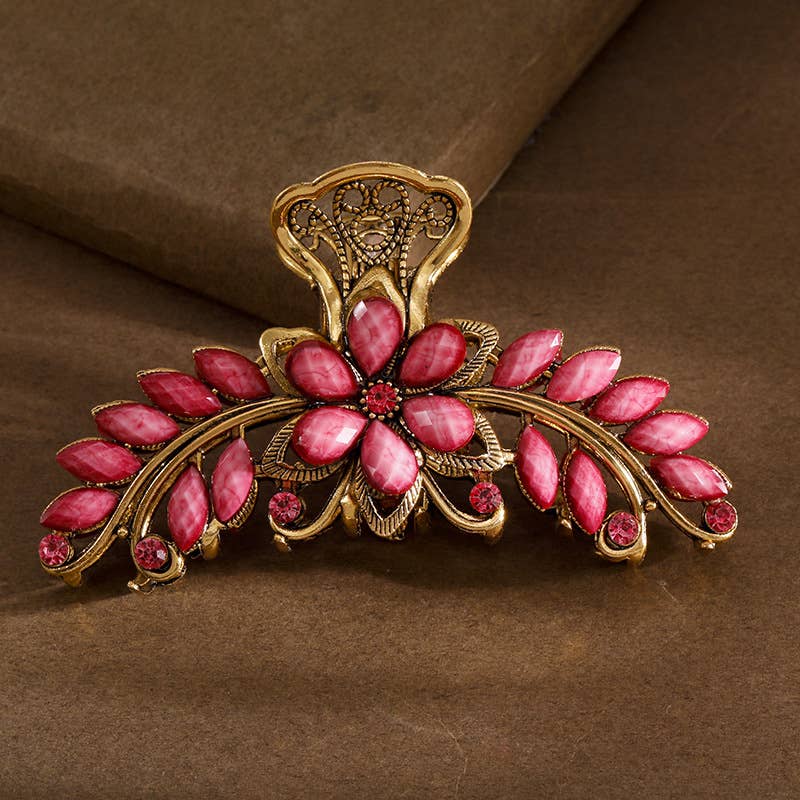 Boho Colorful Gemstone Flower Hair Claws