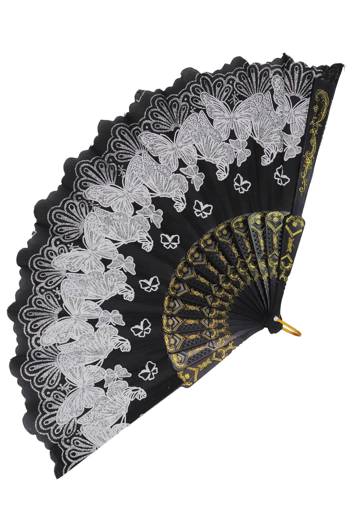 Butterfly Floral Glitter Handheld Folding Fan