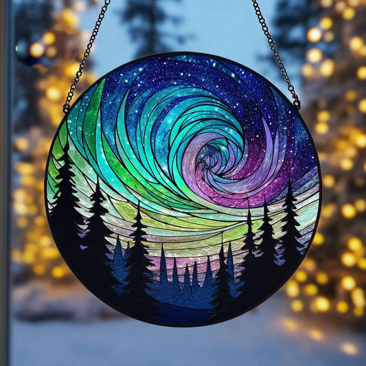Aurora Borealis Suncatcher Pine Trees