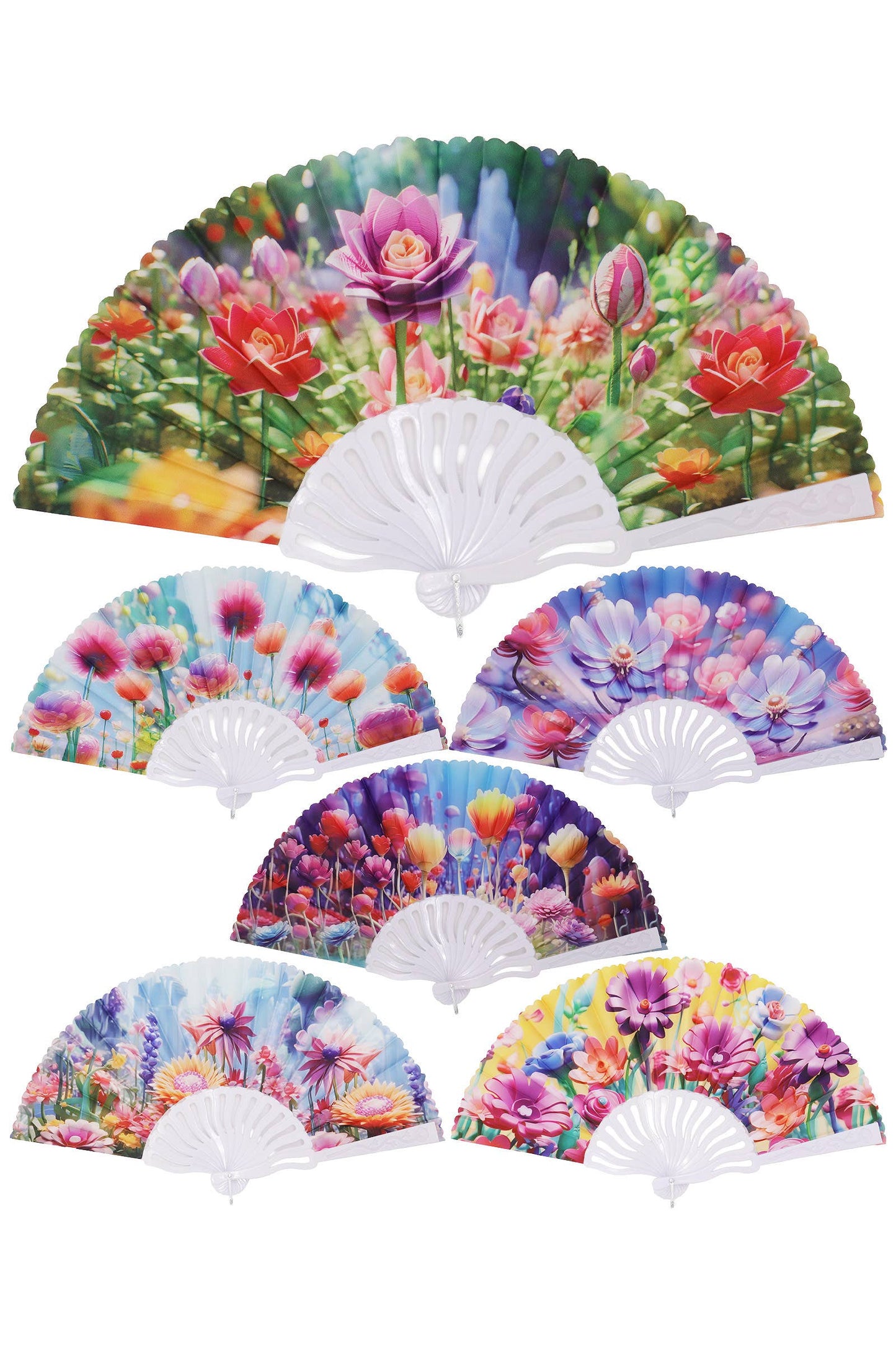 Flower Garden Folding Fan