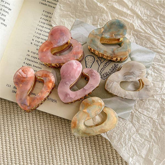 Twisted Iridescent Marbled Small Hair Claw Clip