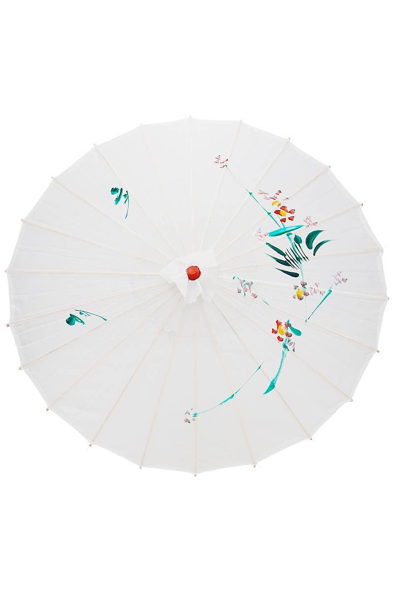 White Floral Sunshade Oilpaper Umbrella