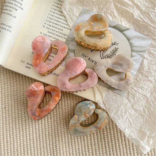 Twisted Iridescent Marbled Small Hair Claw Clip