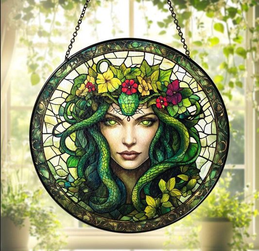 Medusa Stained Glass Suncatcher