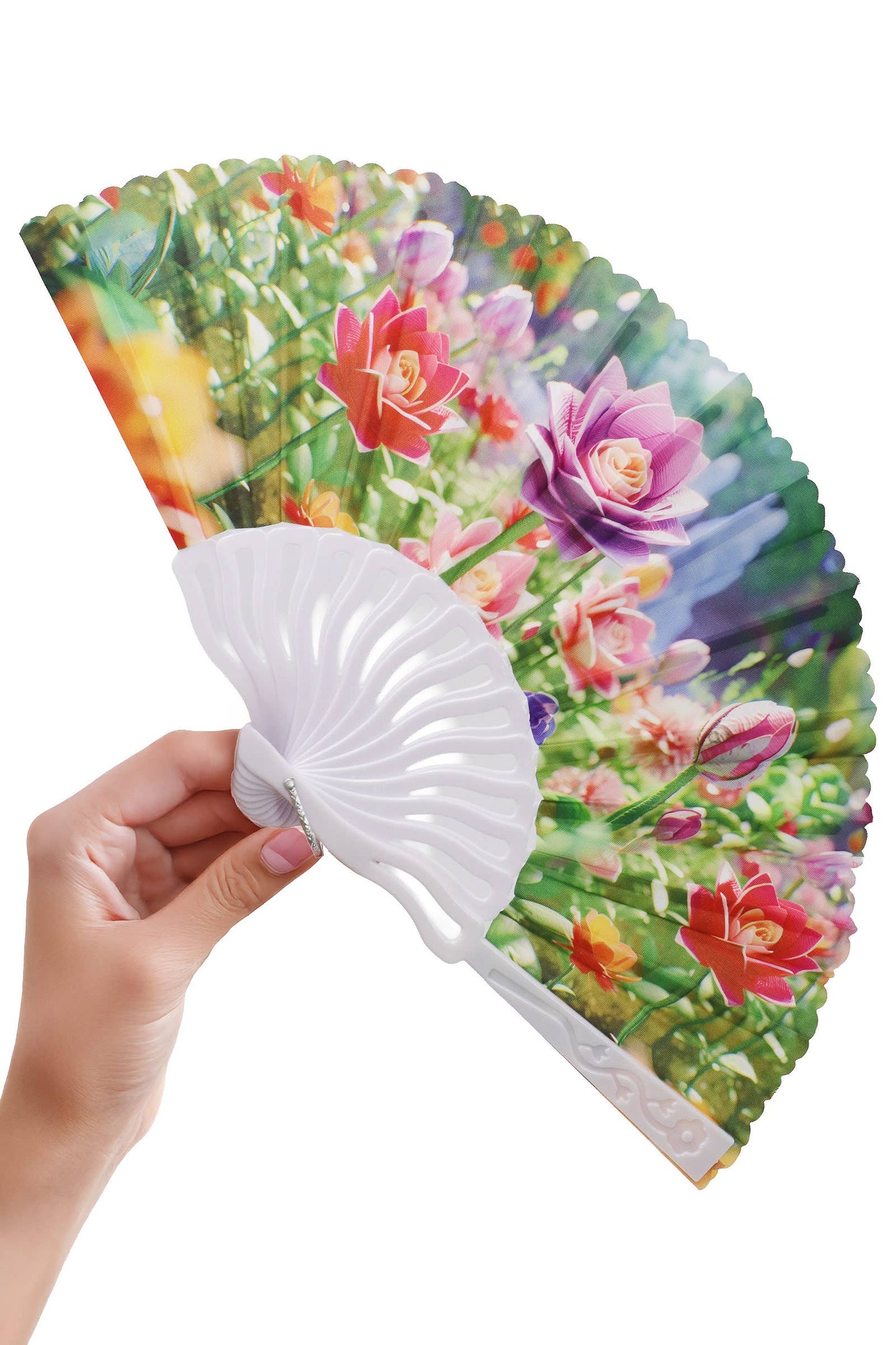 Flower Garden Folding Fan