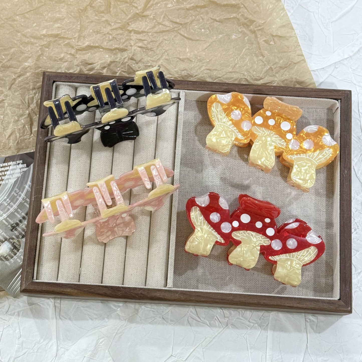 Creative Colorful Triple Mushroom Large Hair Claws