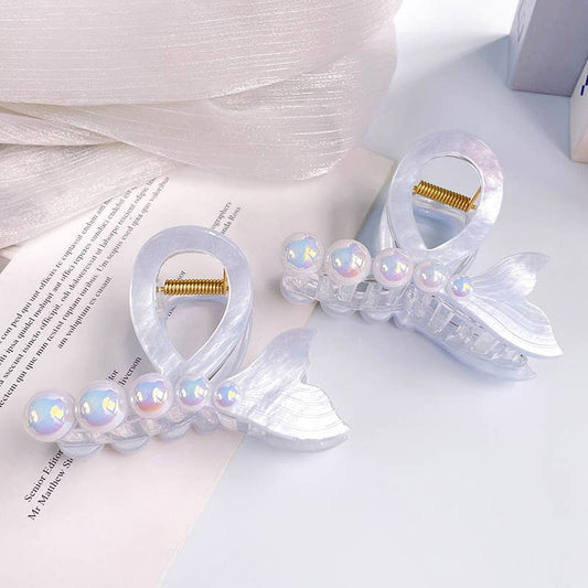 Elegant Pearl Mermaid Tail Hair Claw Clip