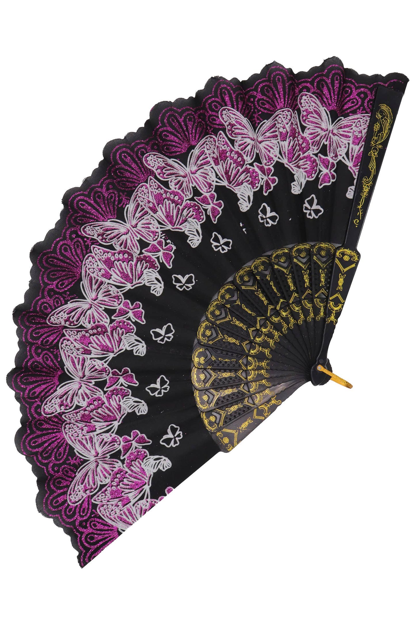 Butterfly Floral Glitter Handheld Folding Fan
