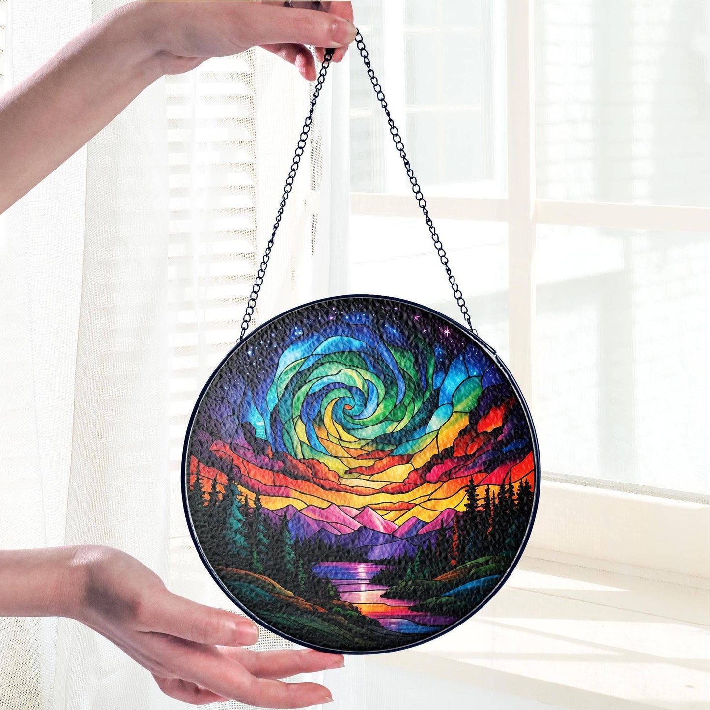 Northern Lights Aurora Stained Glass Suncatcher
