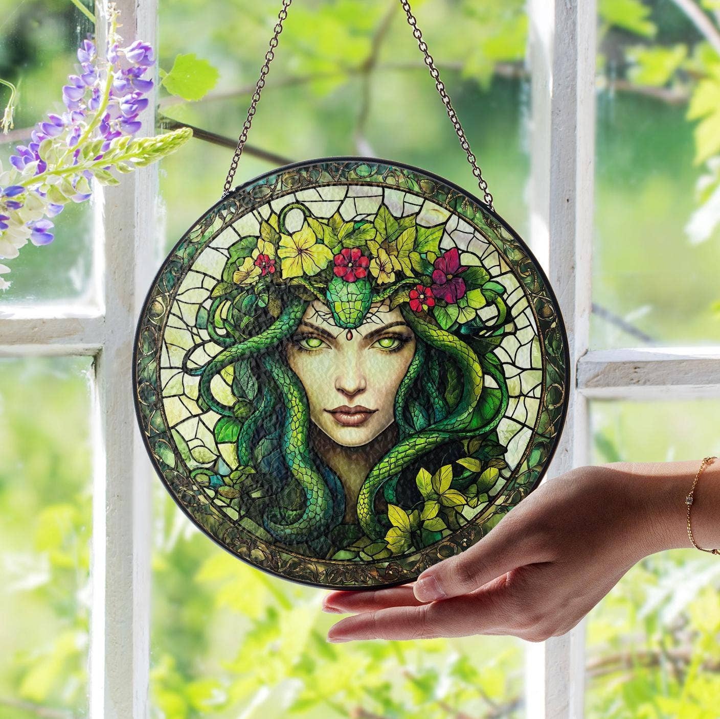 Medusa Stained Glass Suncatcher