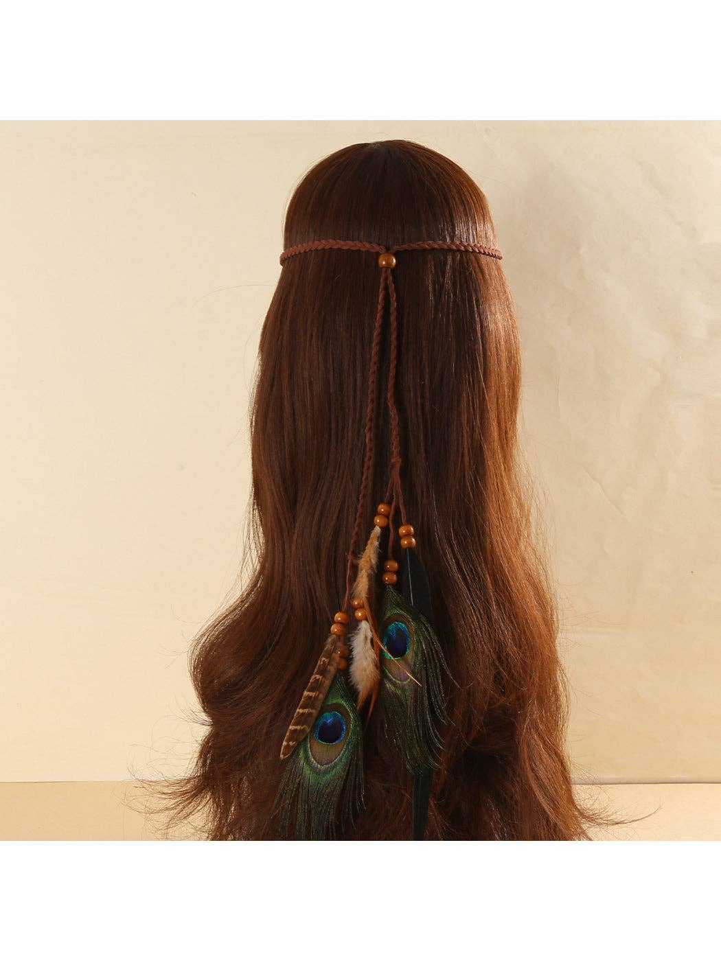 Boho Peacock Feather Hair Wrap