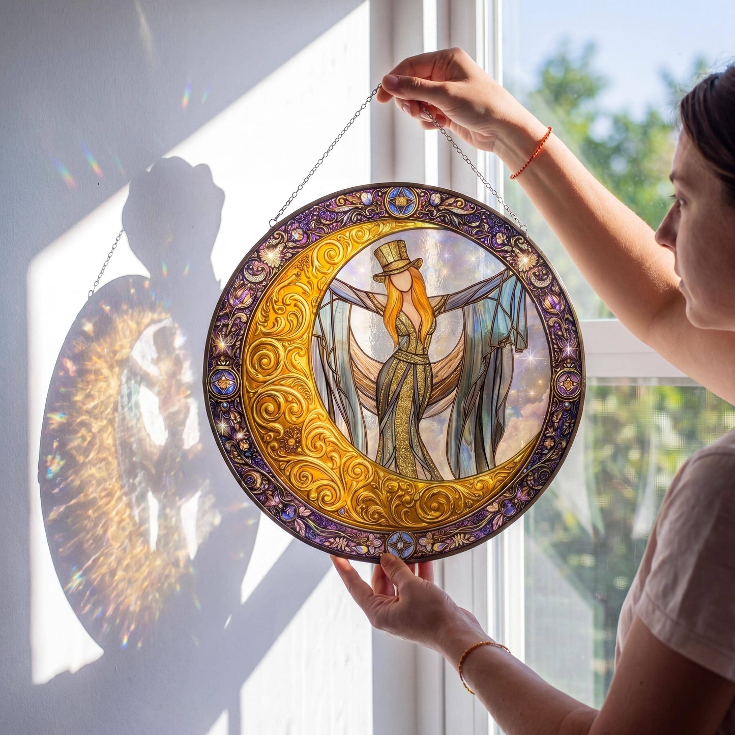 Celestial Moon Goddess Stained Glass