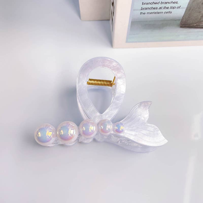 Elegant Pearl Mermaid Tail Hair Claw Clip