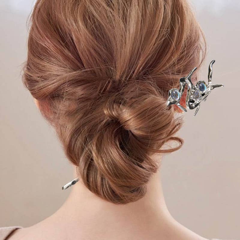 Unique Iridescent Crystal Branch Hair Stick