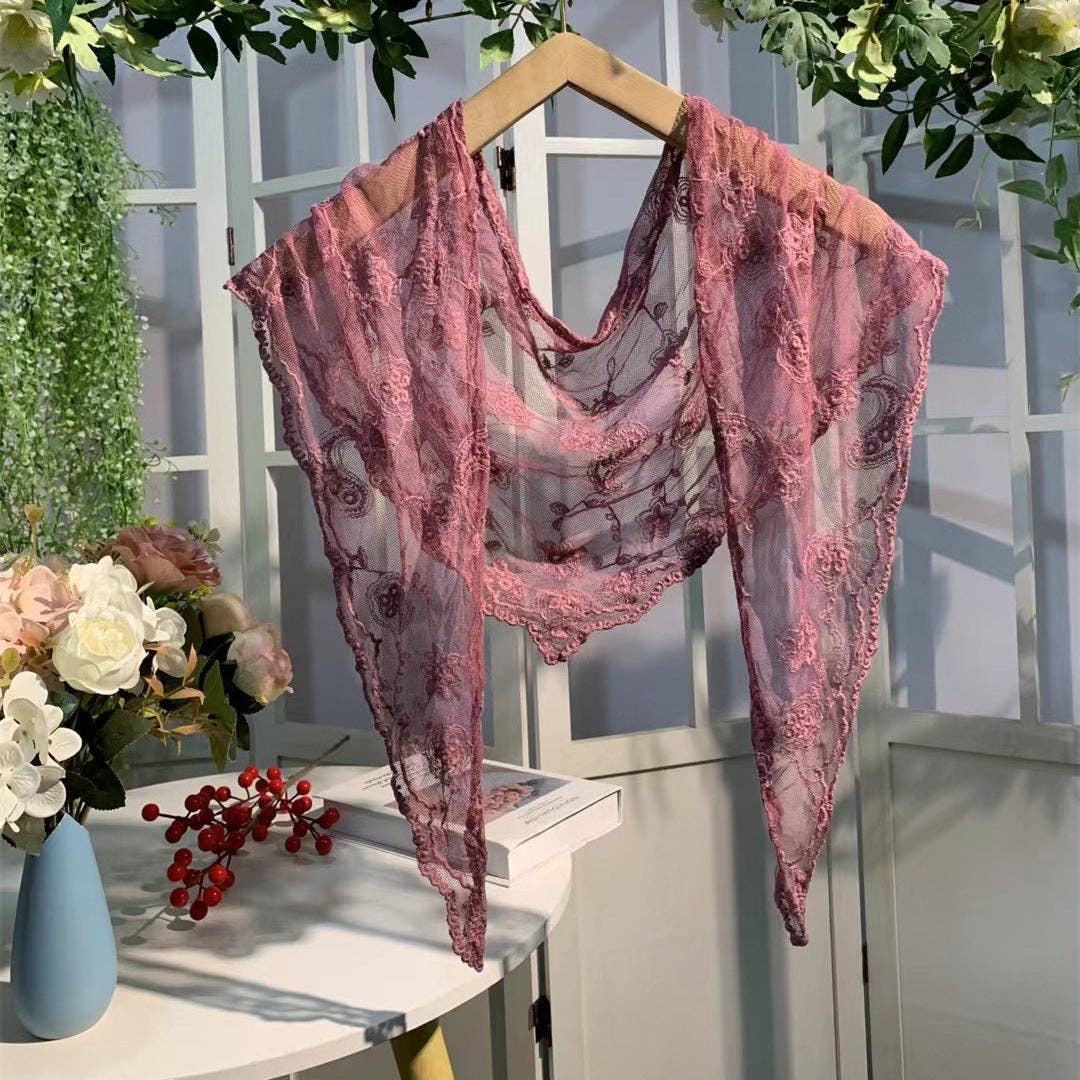 Embroidered Lace Small Shawl Scarf
