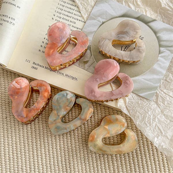 Twisted Iridescent Marbled Small Hair Claw Clip