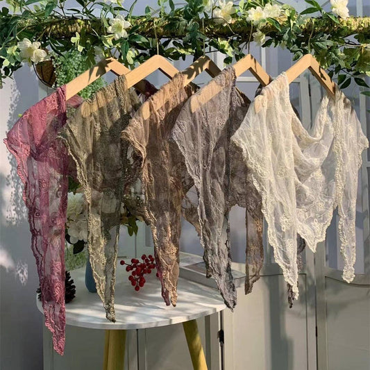 Embroidered Lace Small Shawl Scarf