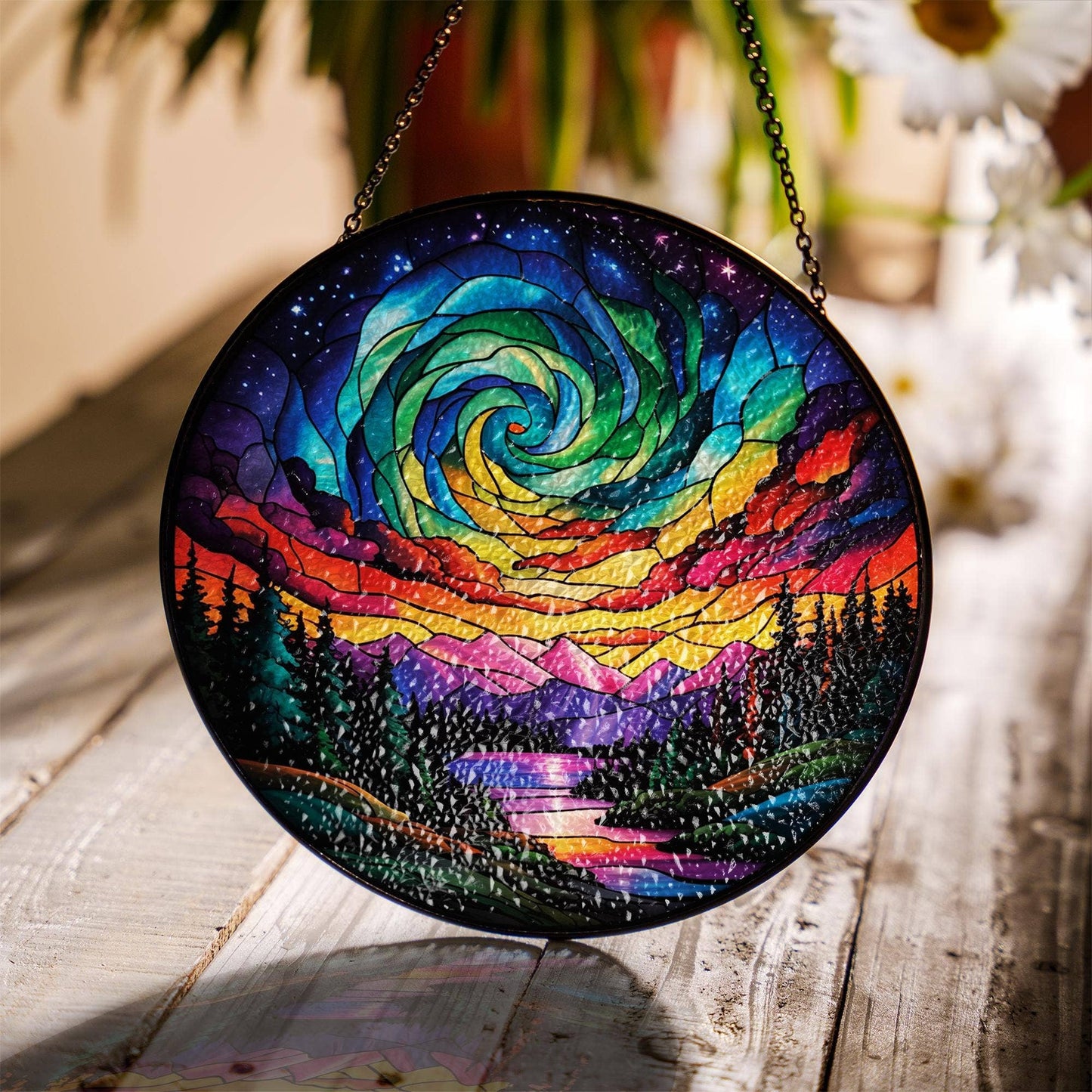Northern Lights Aurora Stained Glass Suncatcher