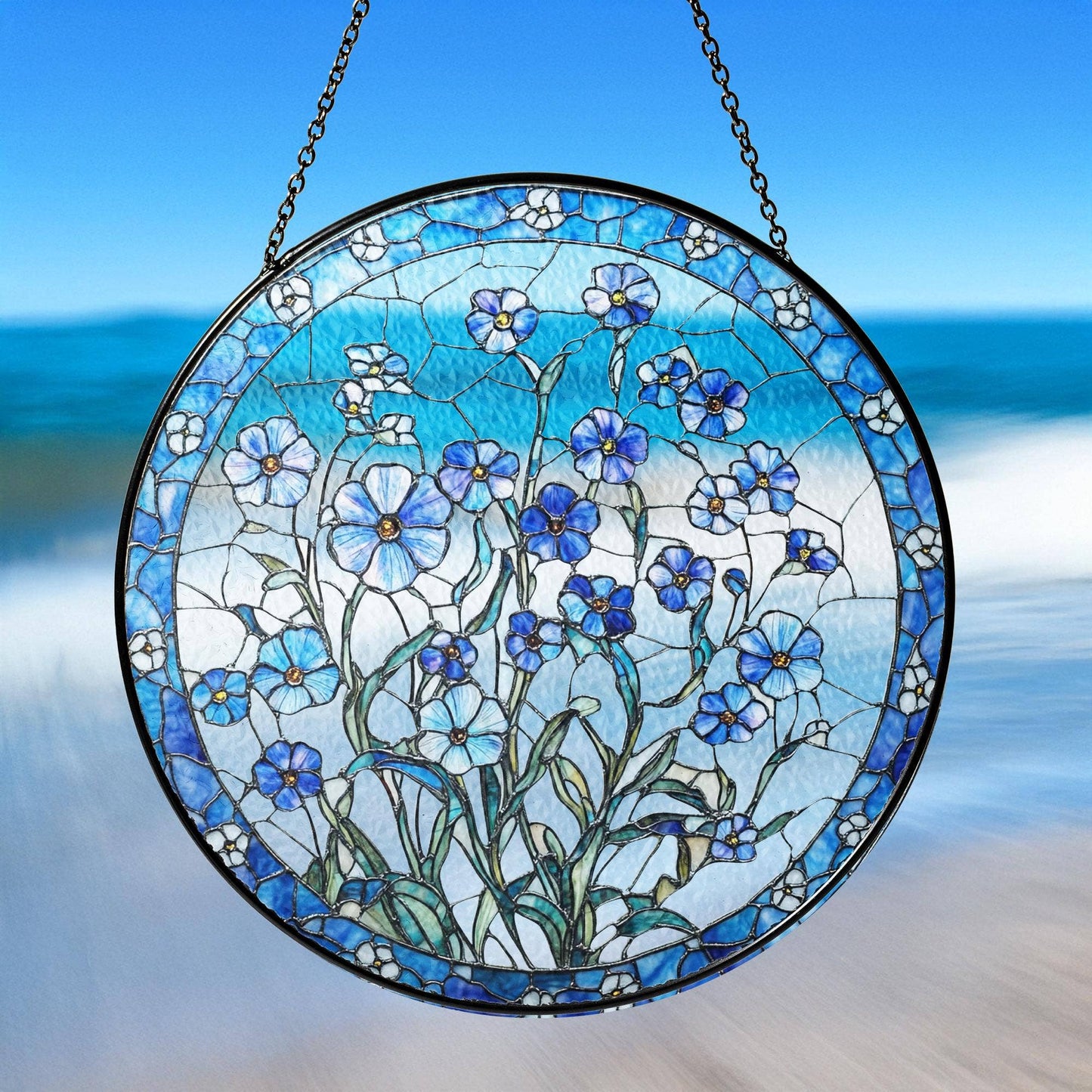 Forget Me Not Stained Glass Suncatcher