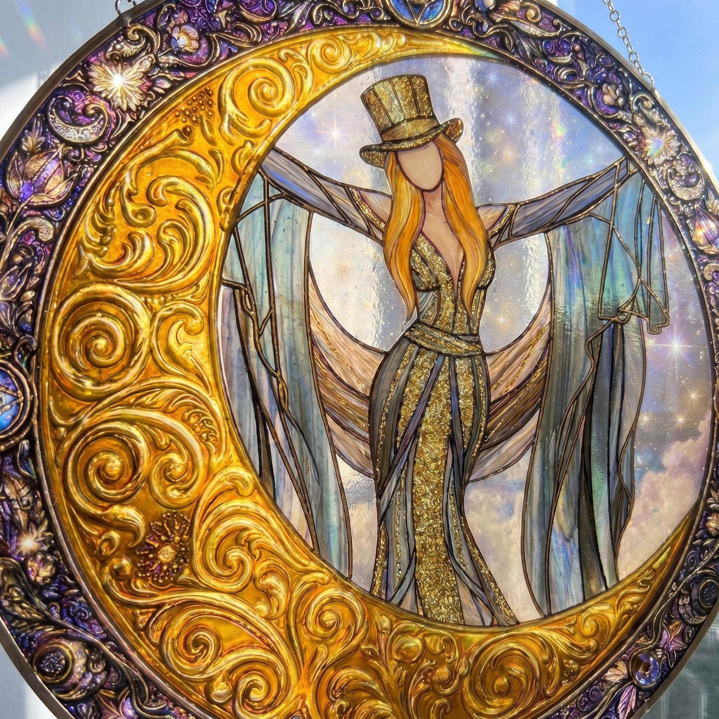 Celestial Moon Goddess Stained Glass