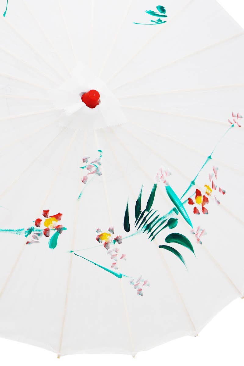 White Floral Sunshade Oilpaper Umbrella