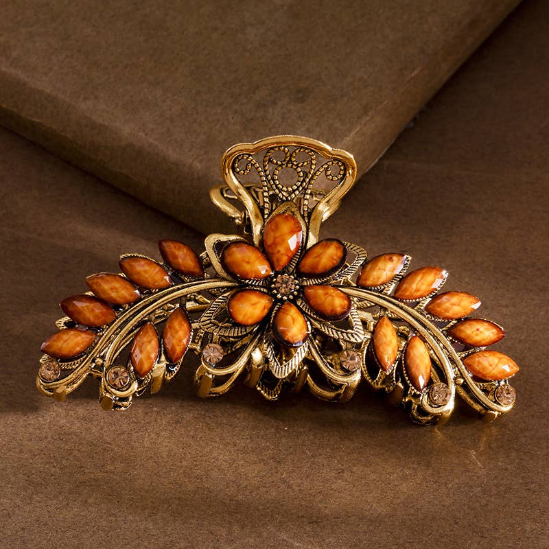 Boho Colorful Gemstone Flower Hair Claws