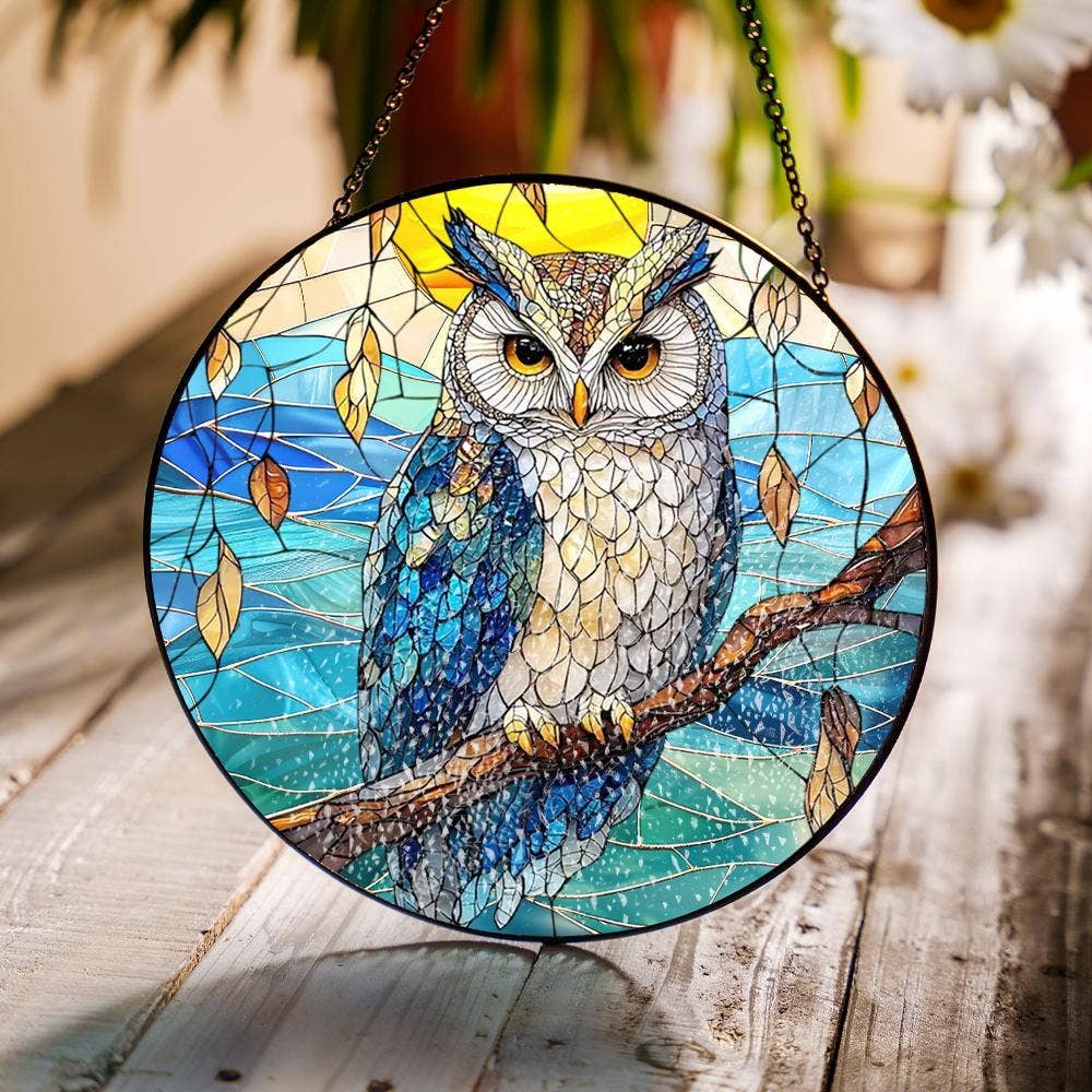 Owl Stained Glass Suncatcher