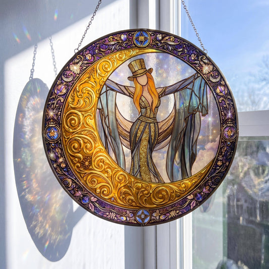 Celestial Moon Goddess Stained Glass