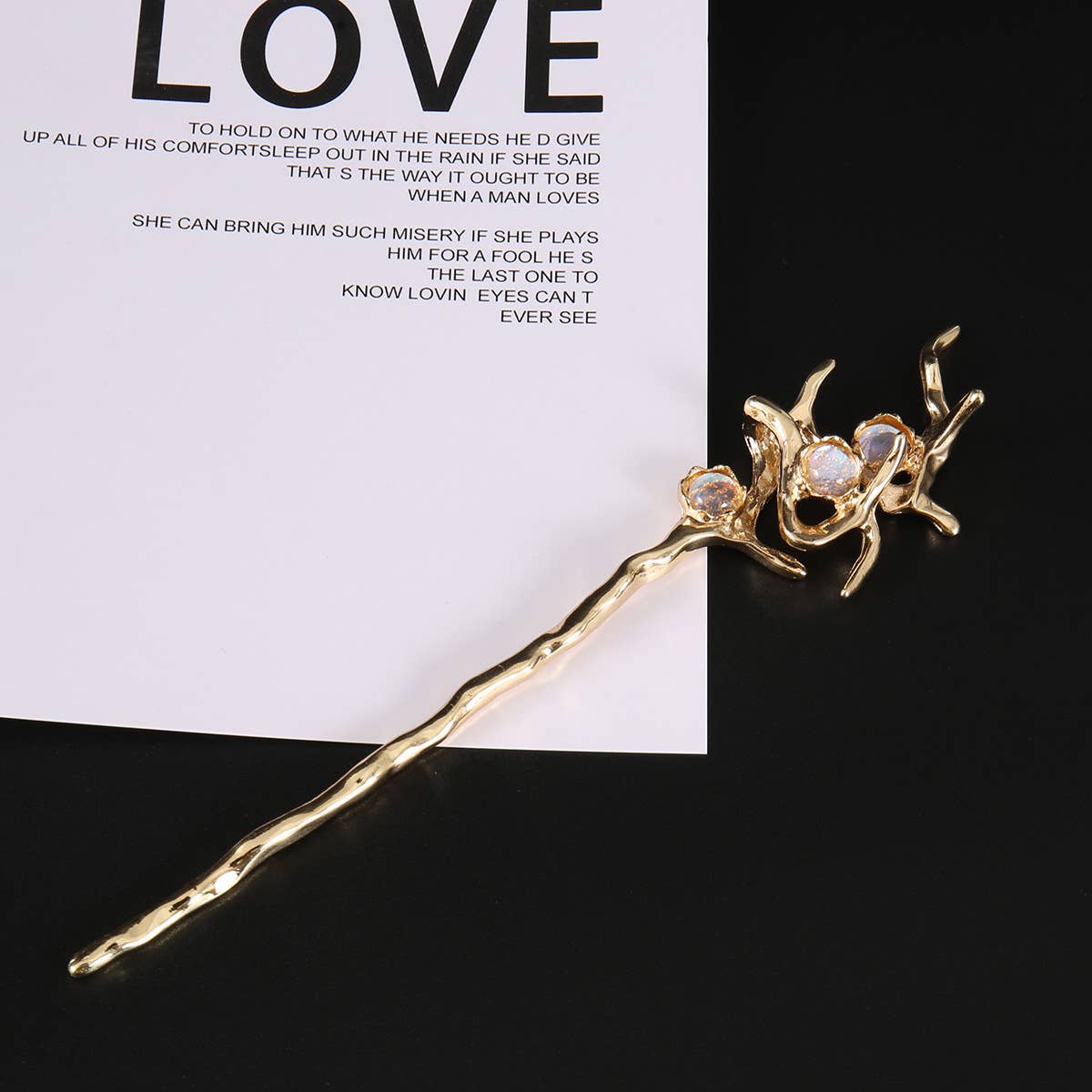 Unique Iridescent Crystal Branch Hair Stick