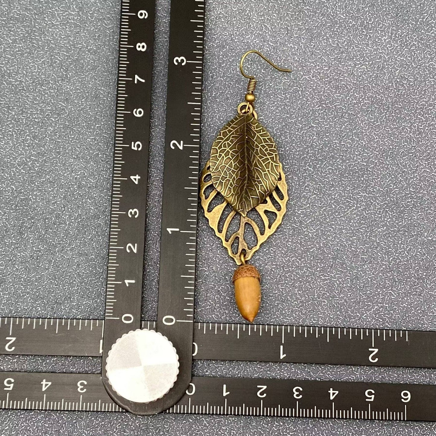 Acorn & Metal Leaf Earrings