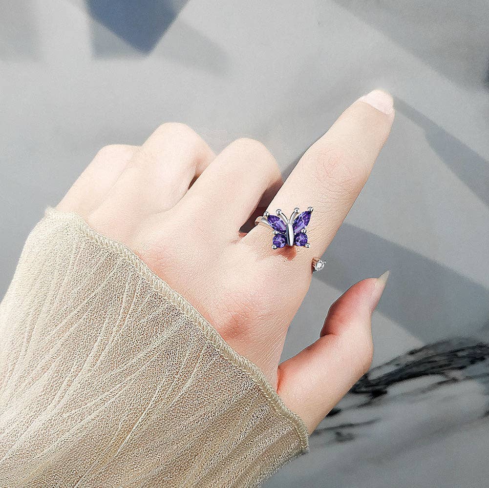 Butterfly Anxiety Fidget Spinner Ring in Solid Copper