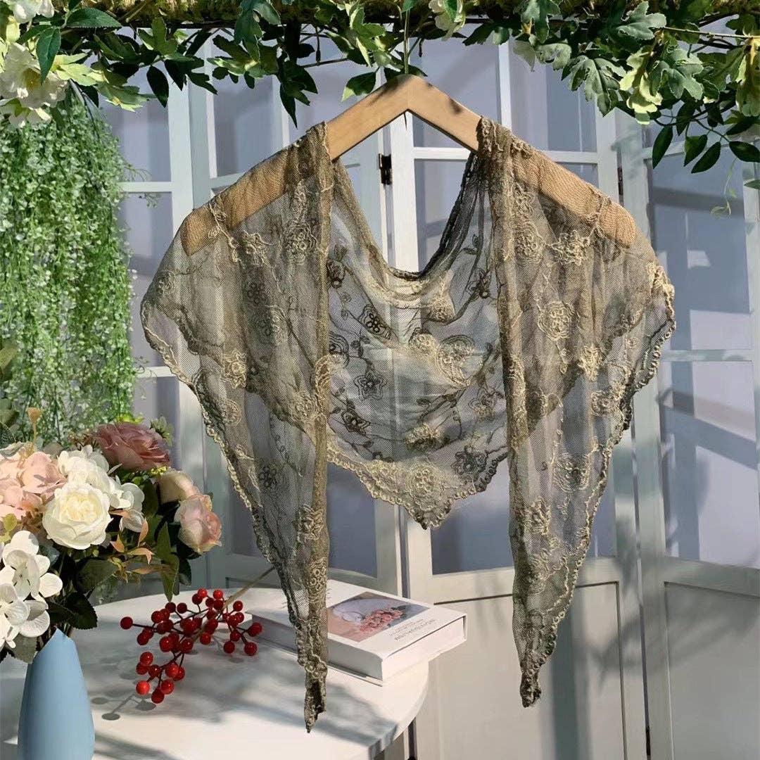 Embroidered Lace Small Shawl Scarf