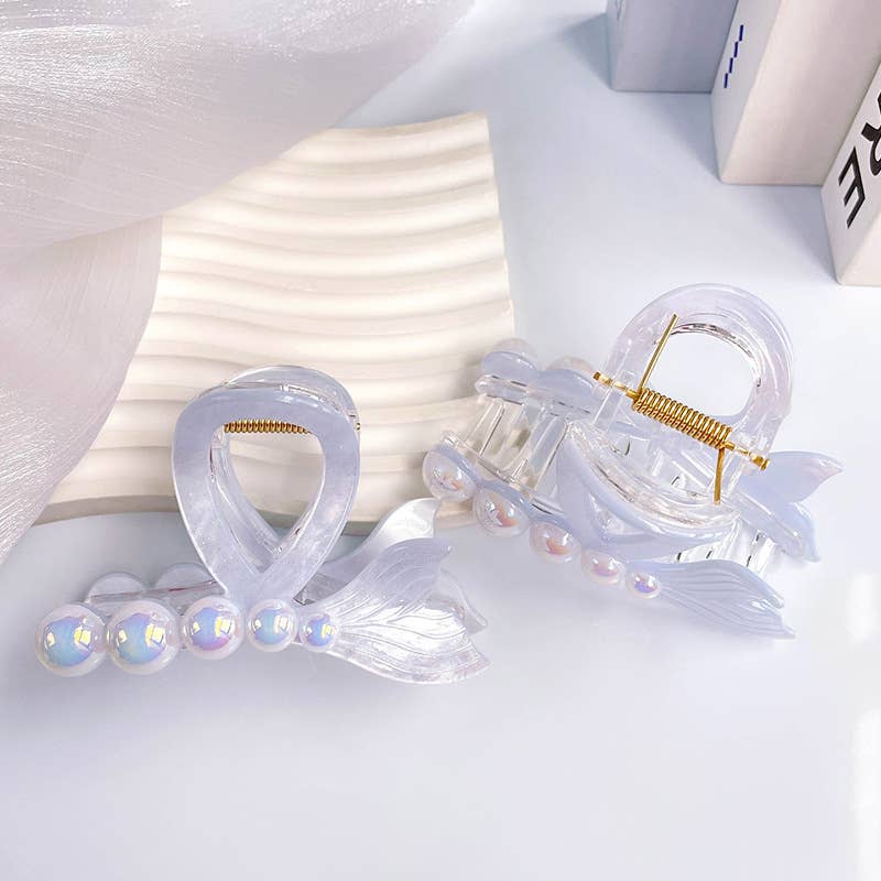 Elegant Pearl Mermaid Tail Hair Claw Clip