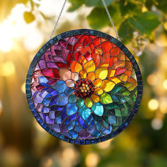 Mandala Colorful Stained Glass Suncatcher