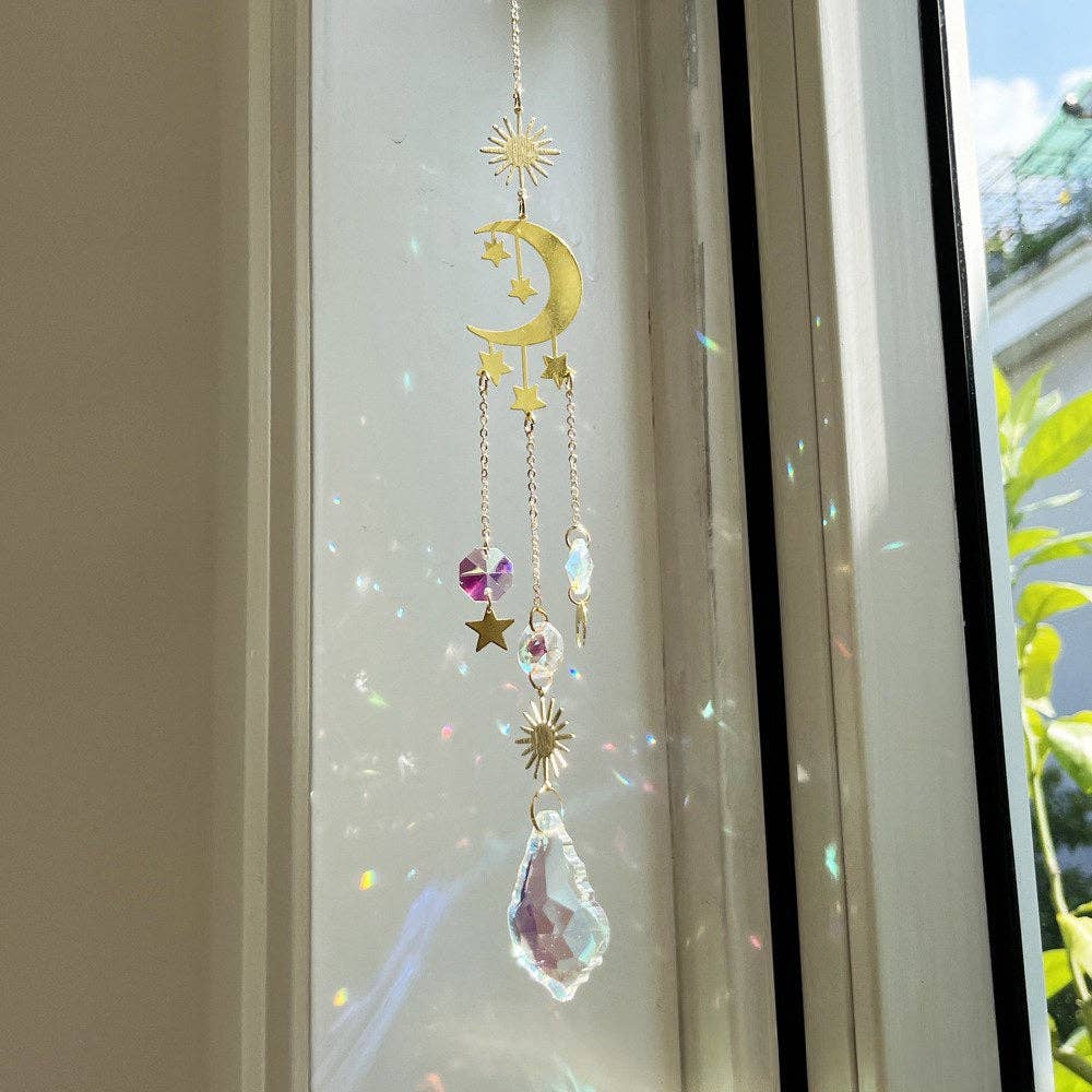 Star Moon Crystal Suncatcher
