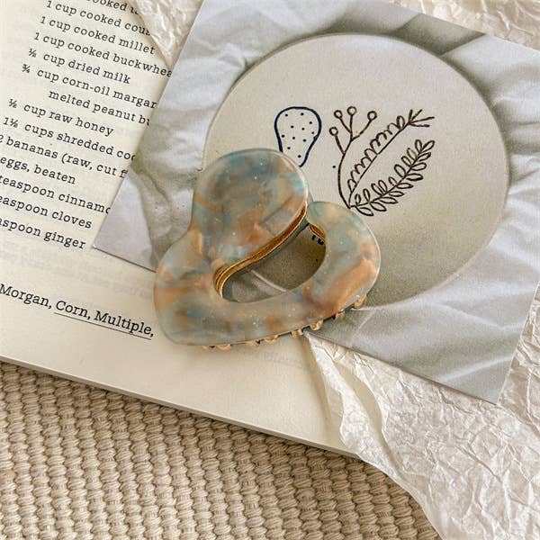 Twisted Iridescent Marbled Small Hair Claw Clip