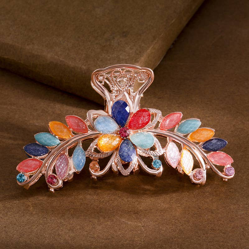 Boho Colorful Gemstone Flower Hair Claws