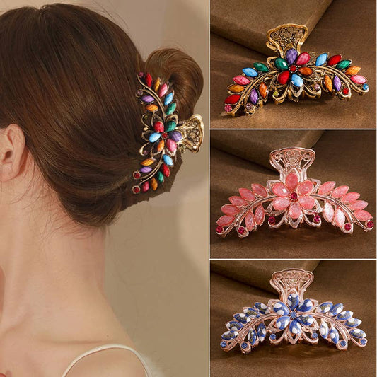 Boho Colorful Gemstone Flower Hair Claws