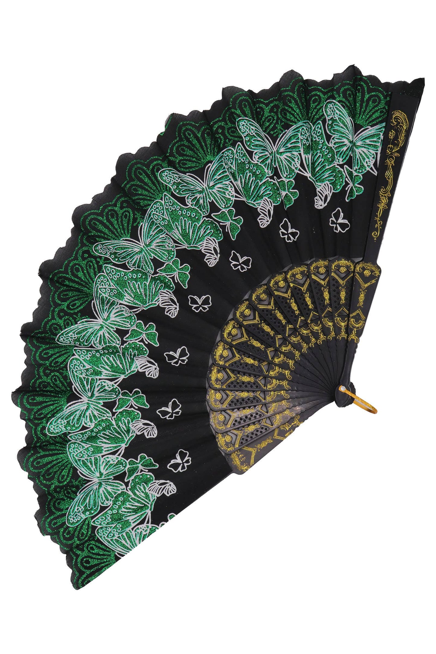 Butterfly Floral Glitter Handheld Folding Fan