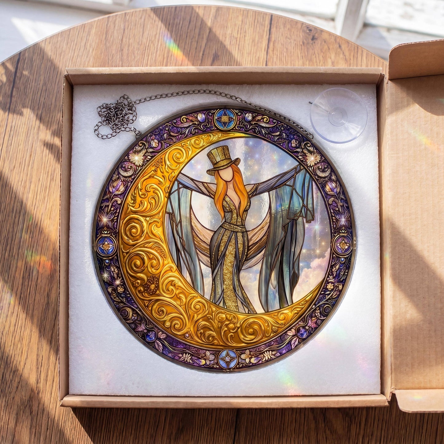 Celestial Moon Goddess Stained Glass