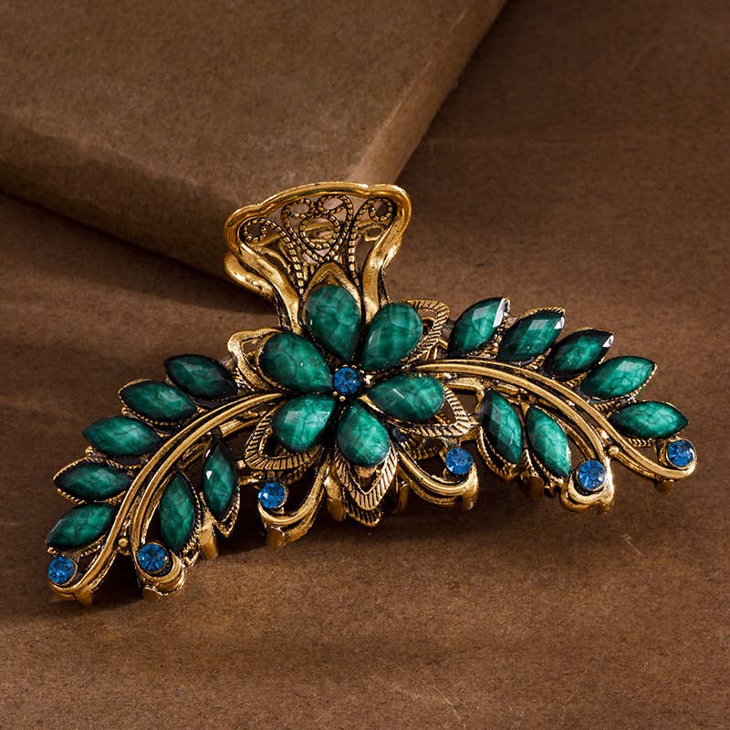 Boho Colorful Gemstone Flower Hair Claws