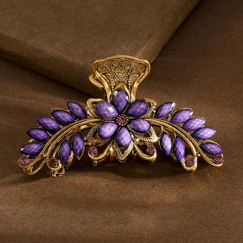 Boho Colorful Gemstone Flower Hair Claws