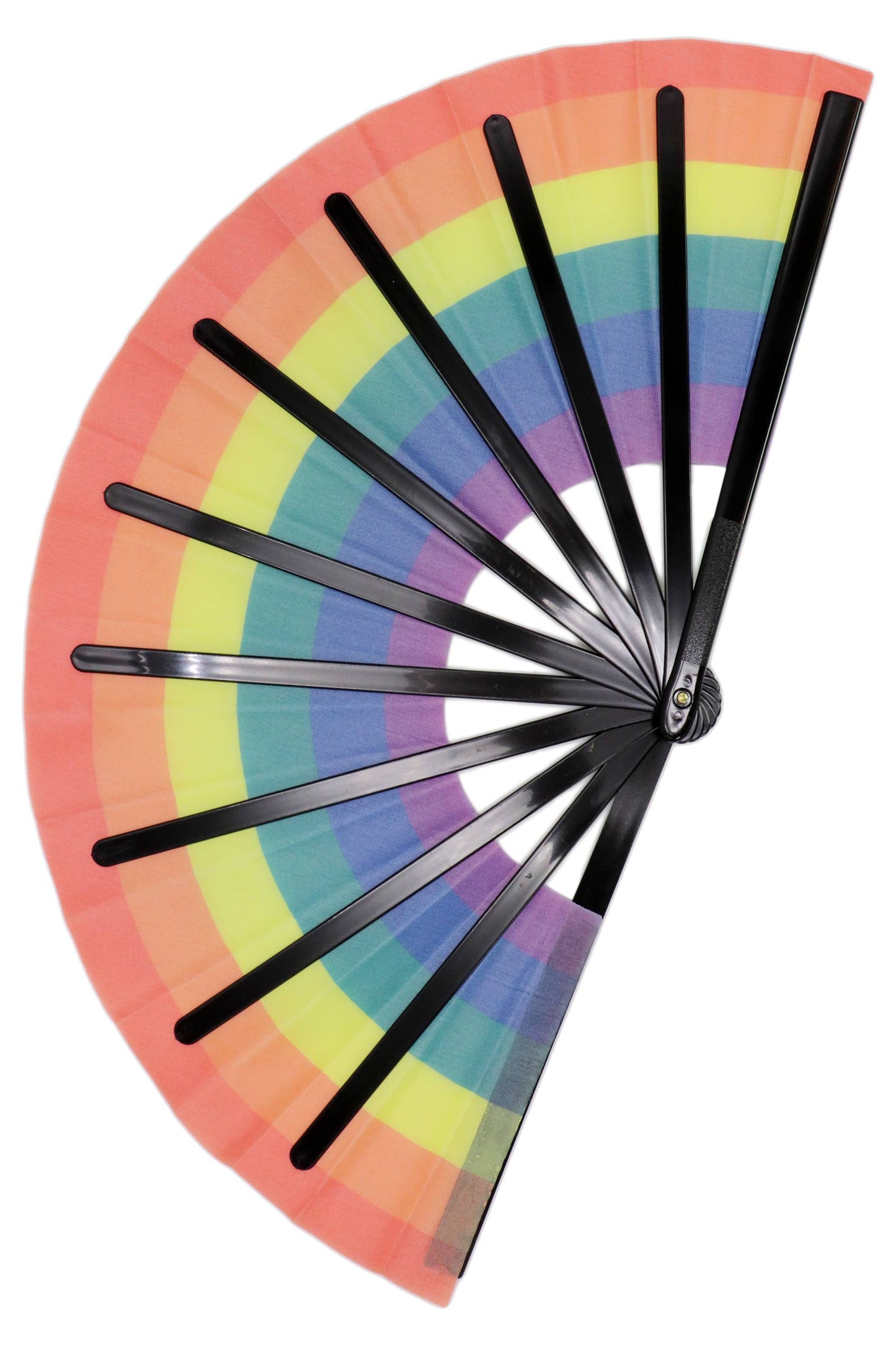 Large Rainbow Pride Line Dance Folding Fan - 13 Inch