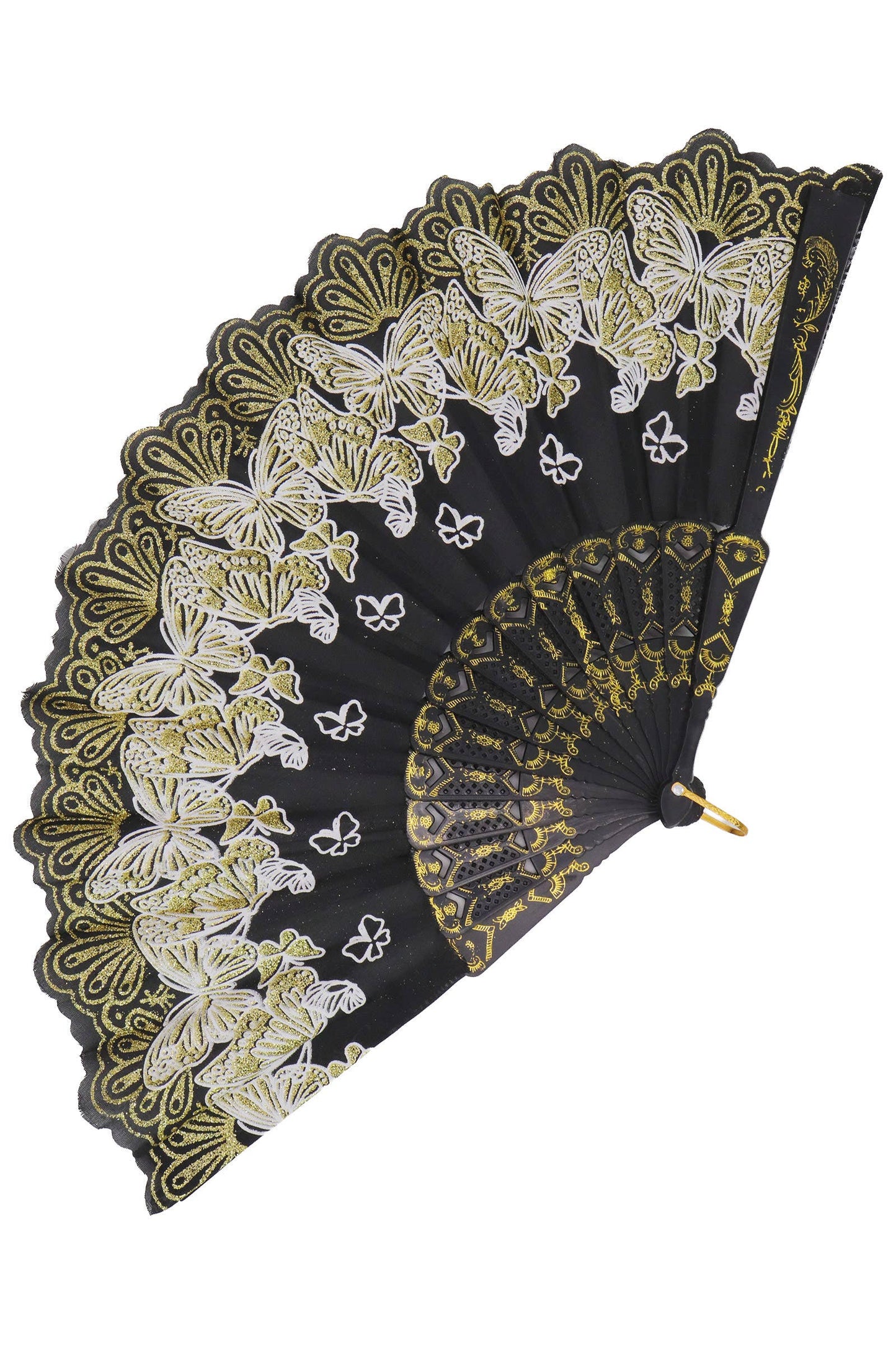 Butterfly Floral Glitter Handheld Folding Fan